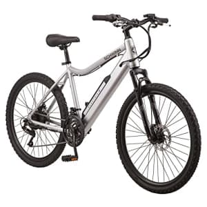 Schwinn Healy Ridge Adult Electric Mountain Bike, 18-Speed Drivetrain, 18-Inch Alloy Frame, 26-Inch for $600 Schwinn Healy Ridge Adult Electric Mountain Bike, 18-Speed Drivetrain, 18-Inch Alloy Frame, 26-Inch for $600