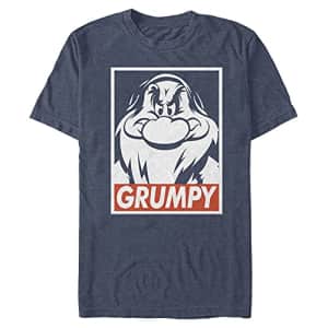 Disney Men's Snow White and Seven Dwarfs Grumpy Graphic T-Shirt, Navy Blue Heather, x-Large for $13