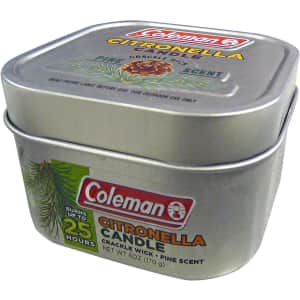 Coleman Pine Scented Citronella Candle with Wooden Crackle Wick for $4