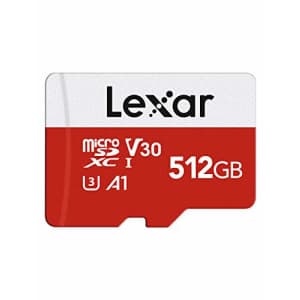 Lexar 512GB Micro SD Card, microSDXC UHS-I Flash Memory Card with Adapter - Up to 100MB/s, A1, U3, for $36