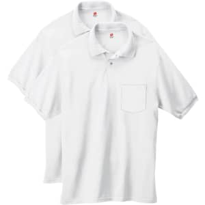 Hanes Men's EcoSmart Polo Shirt 2-Pack for $12