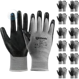 Andanda Nitrile Coated Work Gloves 12-Pair Pack for $10