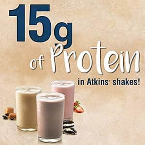 Atkins Iced Coffee Caf au Lait Protein Shake, with Coffee and High-Quality Protein, Keto-Friendly for $17 Atkins Iced Coffee Caf au Lait Protein Shake, with Coffee and High-Quality Protein, Keto-Friendly for $17