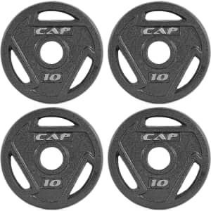 CAP Fitness 10-lbs. Olympic Grip Weight Plates 4-Pack for $35