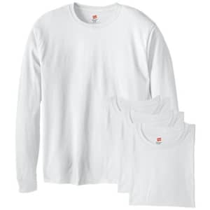 Hanes Men's 4 Pack Long Sleeve Comfortsoft T-Shirt, White, Small for $26