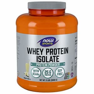 Now Foods NOW Sports Nutrition, Whey Protein Isolate, 25 G With BCAAs, Creamy Vanilla Powder, 5-Pound for $55