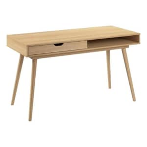 Bush Furniture Nora 54W Writing Desk in Natural Oak | Computer Table for Home Office Workspace or for $176