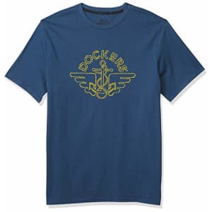 Dockers Men's Short Sleeve Crewneck T-Shirt, Ensign Blue Golden Logo (Alpha), Small for $9