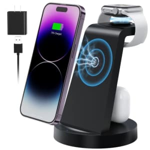 3-in-1 Wireless Charging Station for Apple Devices for $10