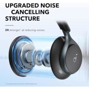 Soundcore by Anker, Space One, Active Noise Cancelling Headphones, 2X Stronger Voice Reduction, 40H for $75 Soundcore by Anker, Space One, Active Noise Cancelling Headphones, 2X Stronger Voice Reduction, 40H for $75