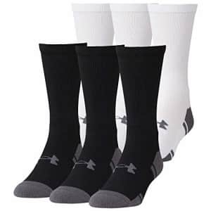 Under Armour Adult Resistor 3.0 Crew Socks, Black/White (6-Pairs), Medium for $30