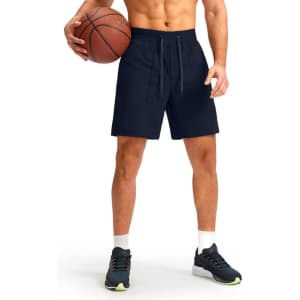 Men's 7" Athletic Shorts with Zipper Pockets for $13