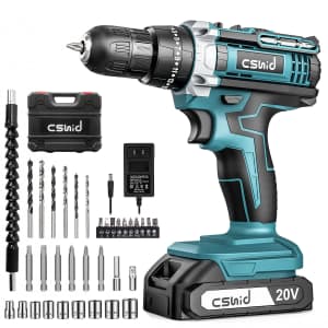 20V Cordless Power Drill w/ 34-Piece Set for $30