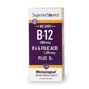 Superior Source No Shot B6/B12/Folic Acid Plus D Multivitamins, 100 Count for $15