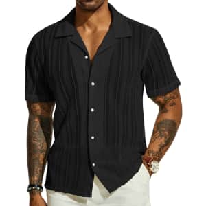 PJ PAUL JONES Men's Casual Short Sleeve Hawaiian Shirt for $10