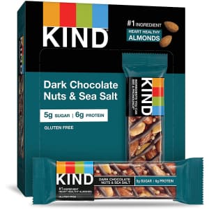 KIND Dark Chocolate Nuts & Sea Salt Bar 12-Pack for $11 via Sub & Save KIND Dark Chocolate Nuts & Sea Salt Bar 12-Pack for $11 via Sub & Save