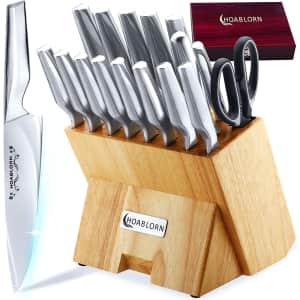 15-Piece Stainless Steel Knife Set w/ Block for $64
