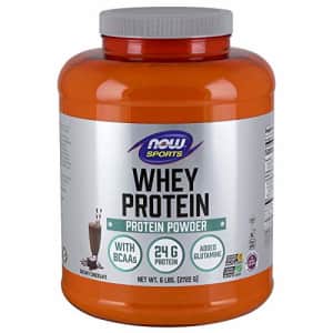 Now Foods NOW Sports Nutrition, Whey Protein, 24 g With BCAAs, Creamy Chocolate Powder, 6-Pound for $51