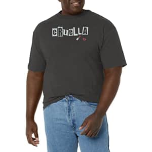 Disney Big & Disney Cruella Name Men's Tops Short Sleeve Tee Shirt, Charcoal Heather, XX-Large for $12