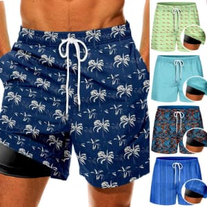 Men's Swim Shorts with Compression Liner for $12