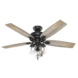 Hunter Fan 52 inch Casual Matte Black Indoor/Outdoor Ceiling Fan with LED Light Kit and Pull Chain for $121 Hunter Fan 52 inch Casual Matte Black Indoor/Outdoor Ceiling Fan with LED Light Kit and Pull Chain for $121