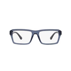 Emporio Armani Men's EA3206 Rectangular Sunglasses, Shiny Transparent Blue/Demo Lens, 54 mm for $56