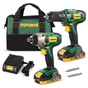 Popoman 20V Cordless Drill and Impact Driver Combo Kit for $70 Popoman 20V Cordless Drill and Impact Driver Combo Kit for $70