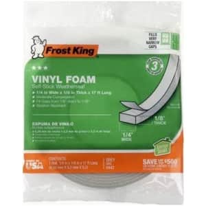 Frost King 1/4" x 17' Closed Cell Vinyl Foam WeatherSeal Tape for $1