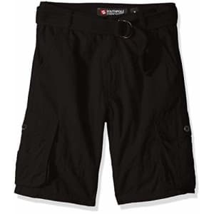 Southpole - Kids Boys' Big Belted Mini Canvas Cargo Shorts in, Black 2, 12 for $16