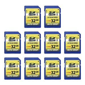 Inland 32GB Class 10 SDHC Flash Memory Card 10 Pack Standard Full Size SD Card USH-I U1 Trail Camera for $45