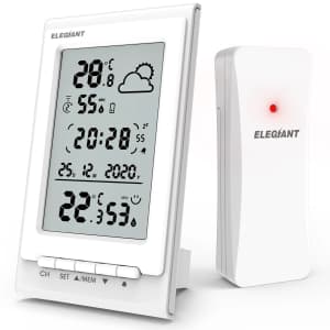 Elegiant Wireless Thermometer / Hygrometer Weather Station for $14
