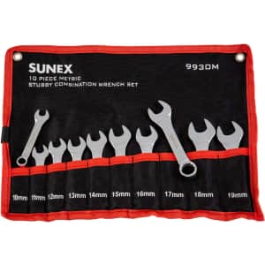 Sunex 10-Piece Metric Stubby Combination Wrench Set for $15