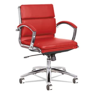 Alera ALE Neratoli Low-Back Slim Profile Chair, Red Soft Leather, Chrome Frame for $270