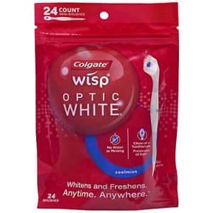 Colgate Optic White Wisp Disposable Mini Toothbrush, Cool Mint - 24 Count for $50