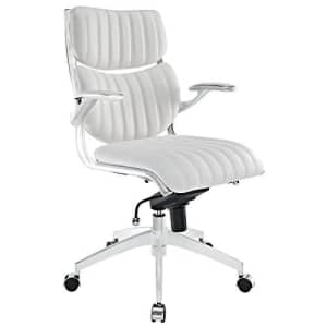 Modway Escape Ribbed Faux Leather Ergonomic Computer Desk Office Chair in White for $413