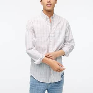 J.Crew Factory Men's Slim Gingham Flex Casual Shirt for $10