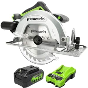 Greenworks 24V Brushless 7-1/4-inch Circular Saw with 24V Battery Charger and 24V 4Ah USB Battery for $112