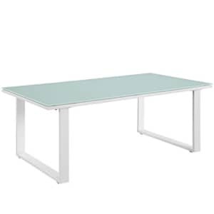 Modway Fortuna Aluminum Glass Outdoor Patio 44" Coffee Table in White for $168