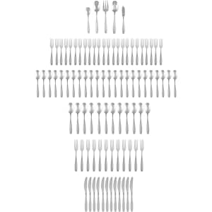 Cambridge Silversmiths Tyrus 89-Piece Stainless Steel Flatware Set for $68