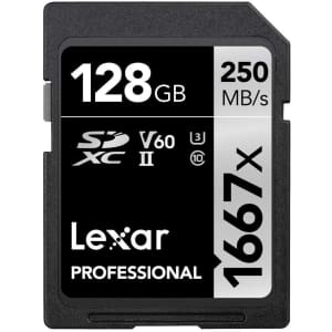 Lexar Professional 1667x 128GB UHS-II U3 SD Card for $29