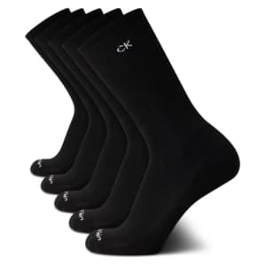 Calvin Klein Men's Athletic Socks - Cushion Crew Socks (5 Pack), Size 7-12, Black for $14