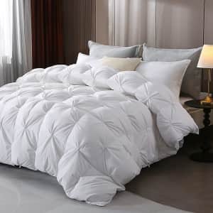 Pinch Pleat Goose Feathers Down King Comforter for $48 w/ Prime