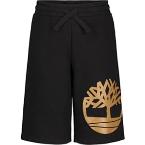 Timberland Boys' Big Drawstring Logo Knit Shorts, 01 Black 22, 10-12 for $64