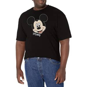 Disney Big & Tall Classic Mickey Big Face Men's Tops Short Sleeve Tee Shirt, Black, 5X-Large for $9
