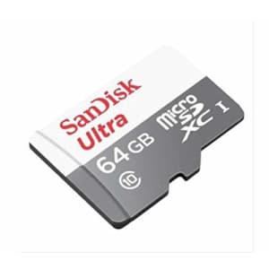 SanDisk 64GB Ultra microSDXC Memory Card, UHS-I Class 10, with SD Adapter, Up to 80MB/s Transfer for $18