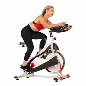 Sunny Health & Fitness Indoor Cycling Exercise Bike with SPD pedals - SF-B1509, White, 47 L x 20 W for $170