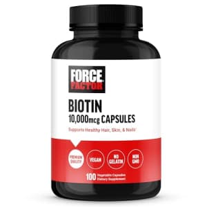 FORCE FACTOR Biotin 10000mcg, Biotin Supplement for Healthier Hair, Skin, and Nails, Hair Growth for $8