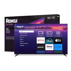 Roku Smart TV 55-Inch Pro Series 4K QLED RokuTV with Backlit Voice Remote Pro, Dolby Vision IQ, for $898