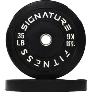 Signature Fitness 2" 35-lb. Olympic Bumper Plates 2-Pack: $36