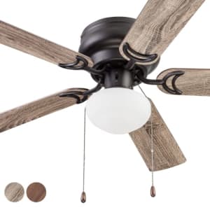 Prominence Home Alvina, 44 Inch Traditional Flush Mount Indoor LED Ceiling Fan with Light, Pull for $76